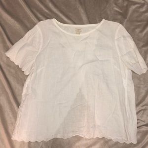 J. CREW LINEN SCALLOP EDGE TOP